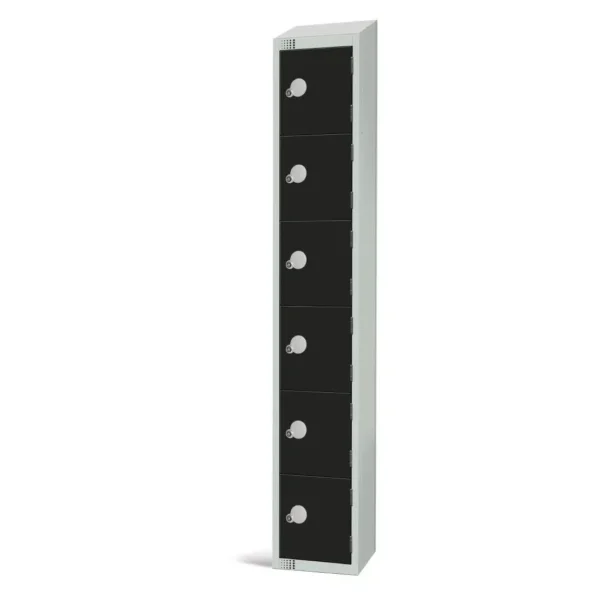 Elite Six Door Manual Combination Locker Locker Black with sloping top