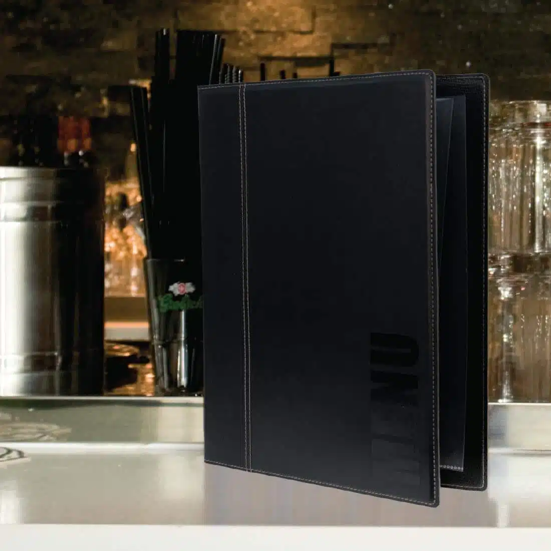 Securit Contemporary Menu Covers and Storage Box A4 Black - Image 3