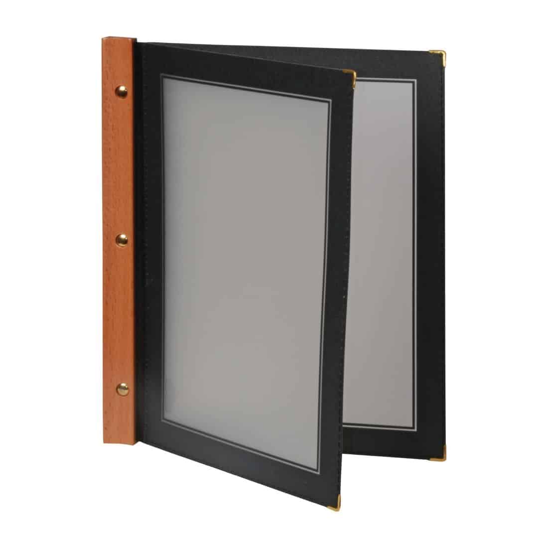 Securit Wood Spine American Style Menu Cover A4 Black - Image 5
