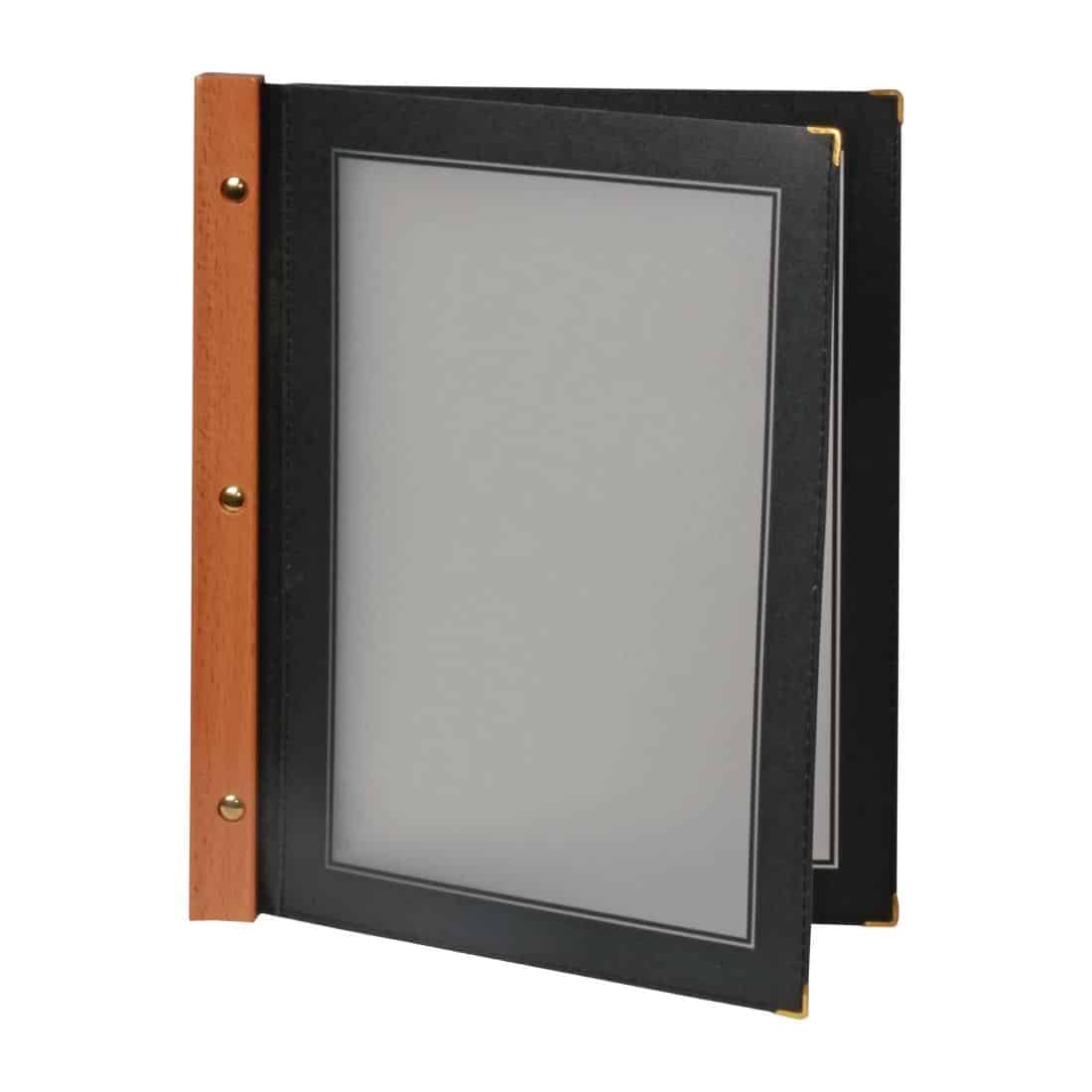 Securit Wood Spine American Style Menu Cover A4 Black - Image 4