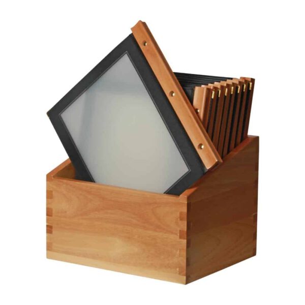 Securit Wood Spine American Style Menu Covers and Storage Box A4 Black - Image 3