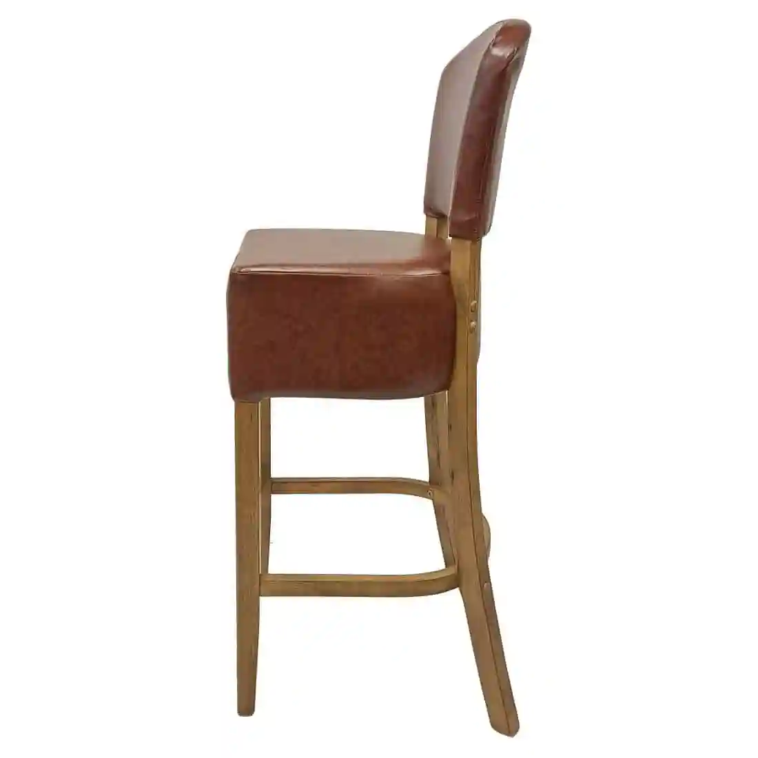 Hanoi Bar Chair In Weathered Oak with Bison Espresso Vinyl Seatpad - Image 2