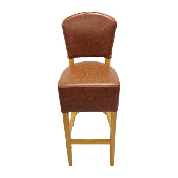 Hanoi Bar Chair in Soft Oak with Bison Tan Vinyl - Image 2