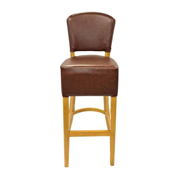 Hanoi Bar Chair in Soft Oak with Bison Espresso Vinyl - Image 2