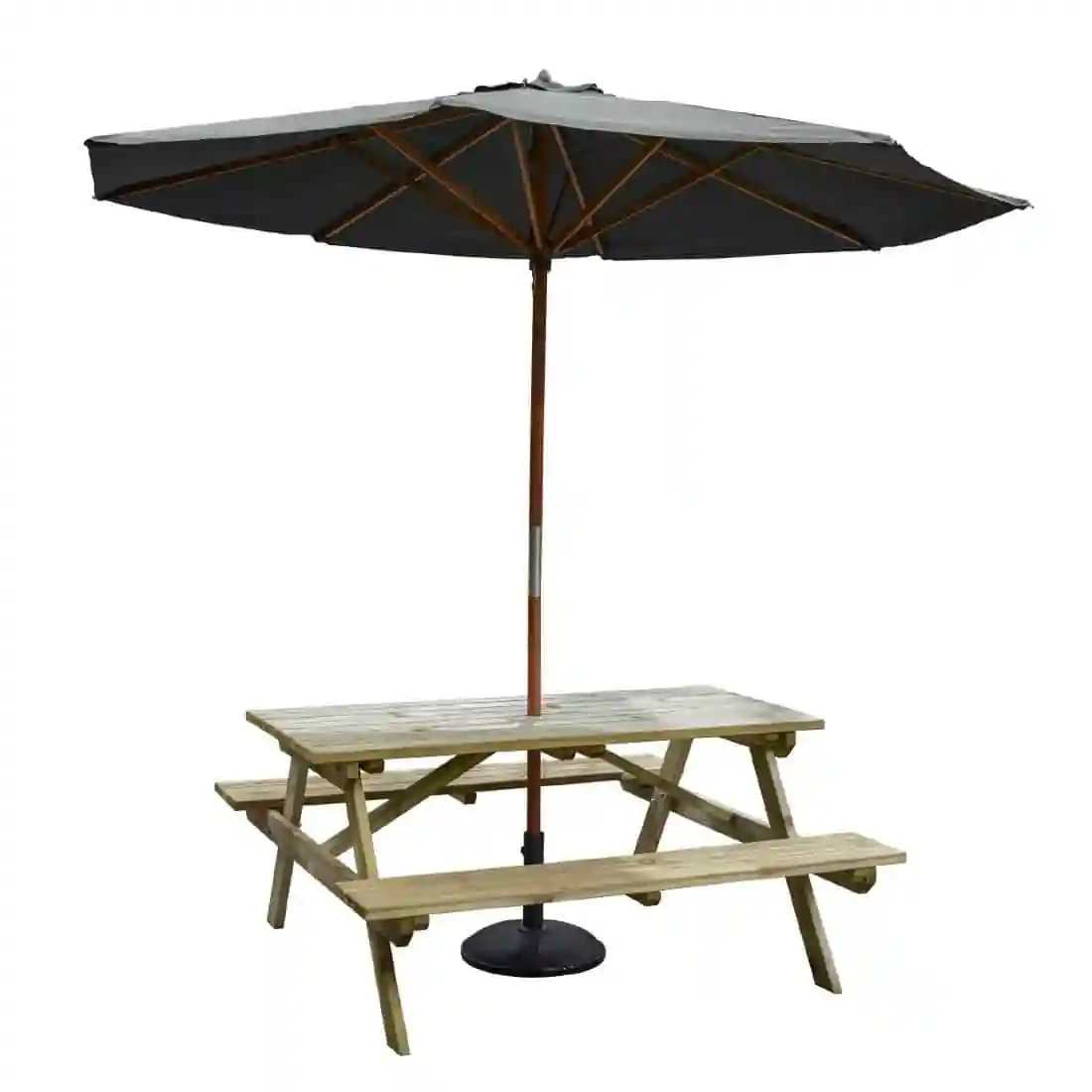 Rowlinson Willington Wooden Parasol Grey 2.7m with Base 15kg - Image 2