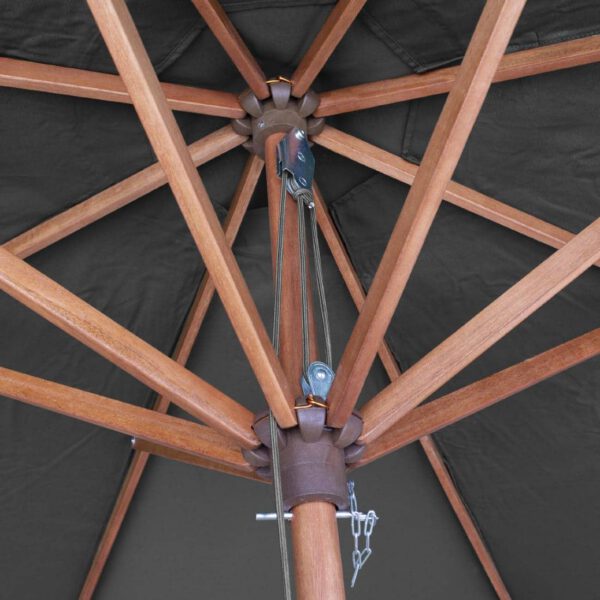 Rowlinson Willington Wooden Parasol Grey 2.7m with Base 15kg - Image 5