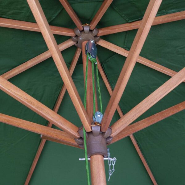 Rowlinson Willington Wooden Parasol Green 2.7m with Base 15kg - Image 5