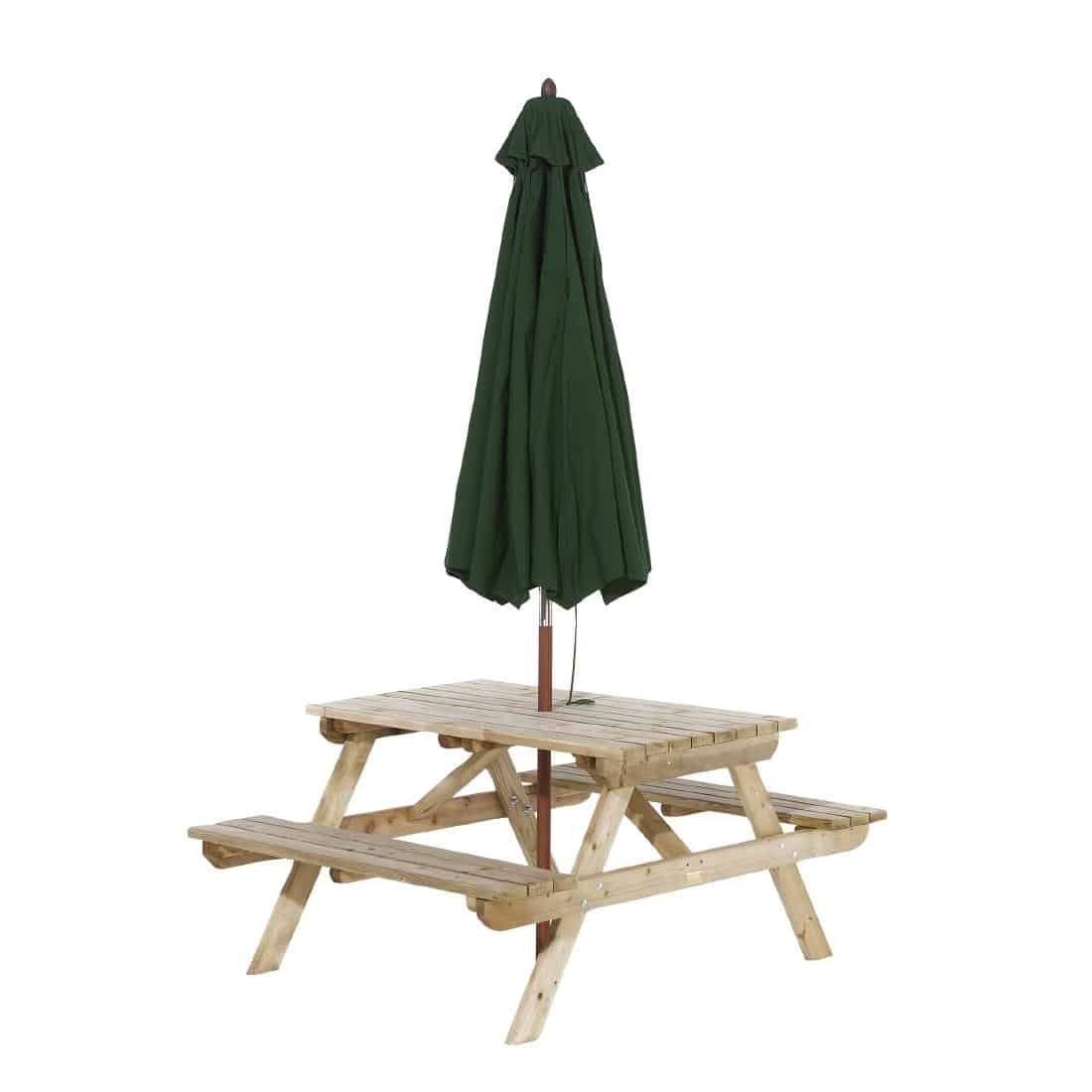 Rowlinson Picnic Table 4ft with Green Parasol 2.7m - Image 3
