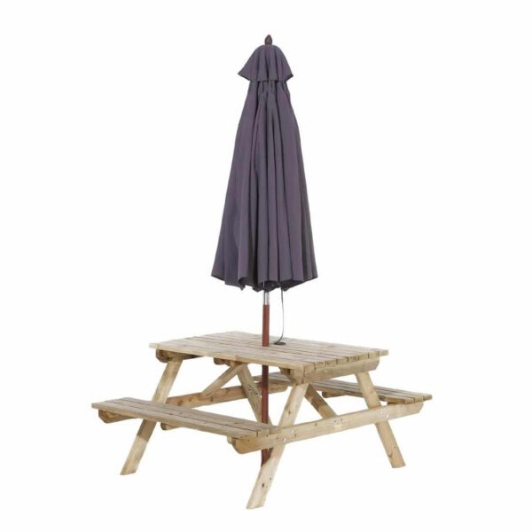 Rowlinson Picnic Table 4ft with Grey Parasol 2.7m - Image 2