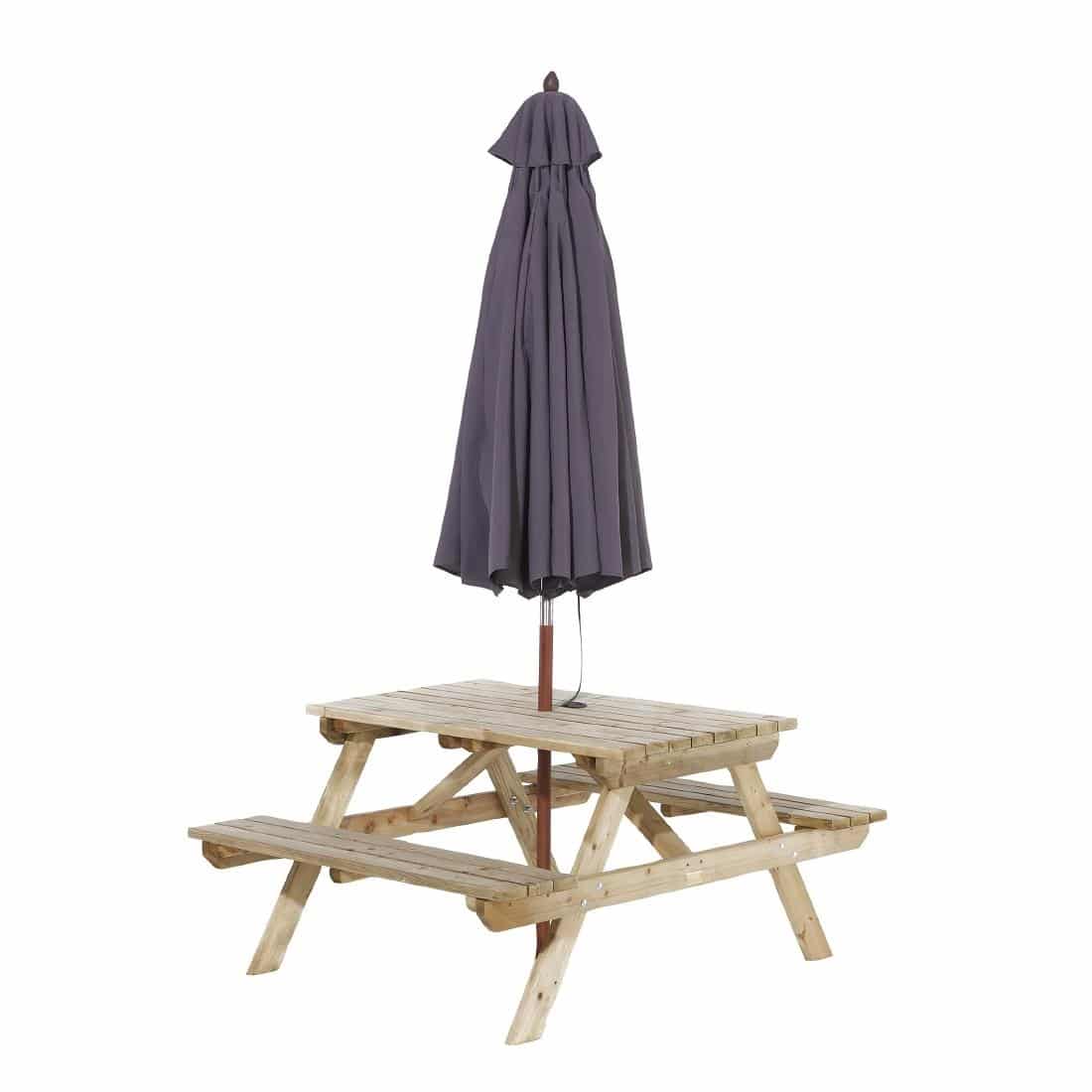 Rowlinson Picnic Table 4ft with Grey Parasol 2.7m - Image 3