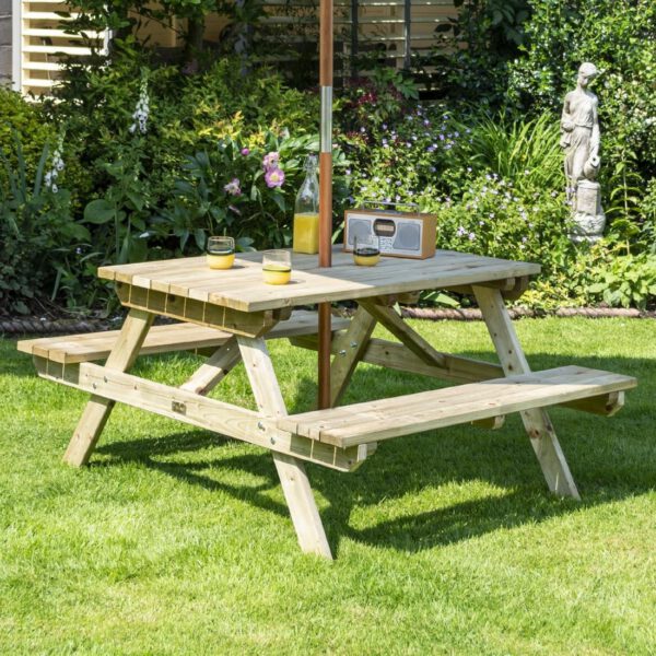 Rowlinson Picnic Table 4ft with Grey Parasol 2.7m - Image 9