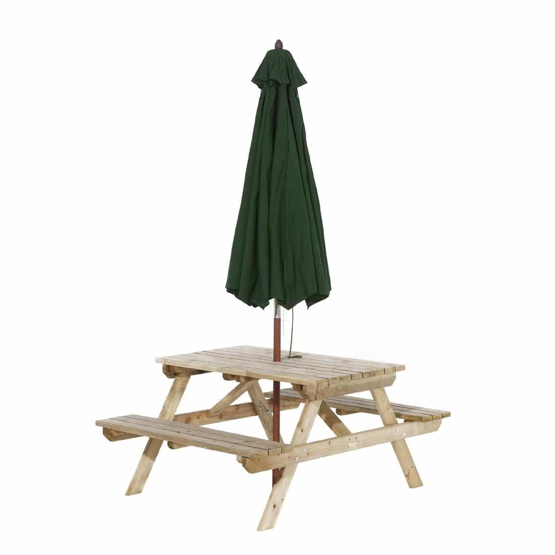 Rowlinson Picnic Table 5ft With Green Parasol 2.7m - Image 3