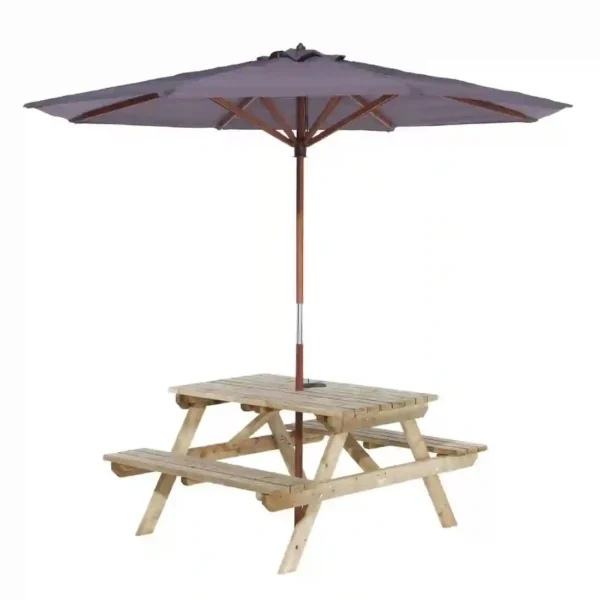 Rowlinson Picnic Table 6ft with Grey Parasol 2.7m - Image 1