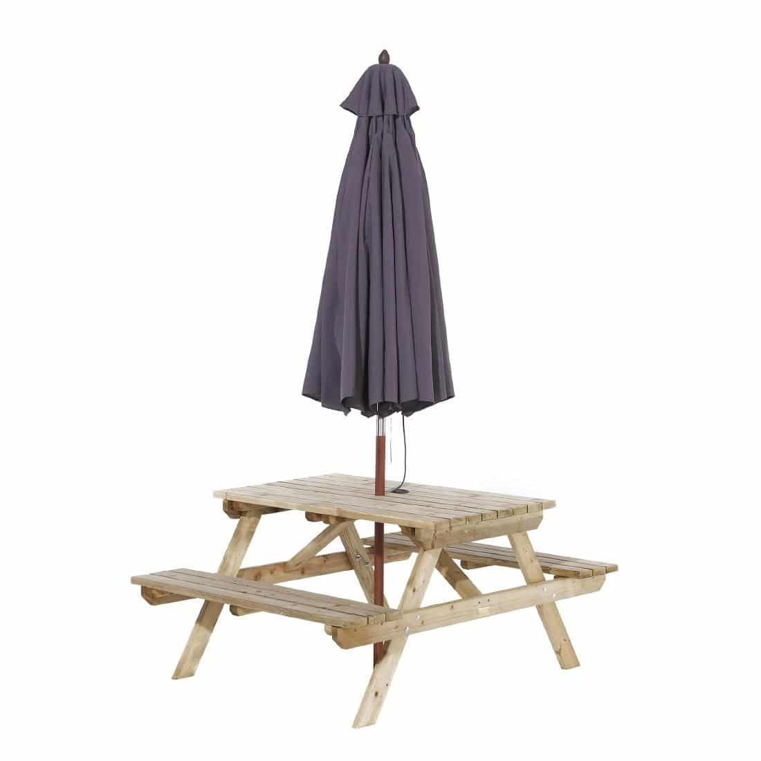 Rowlinson Picnic Table 6ft with Grey Parasol 2.7m - Image 11