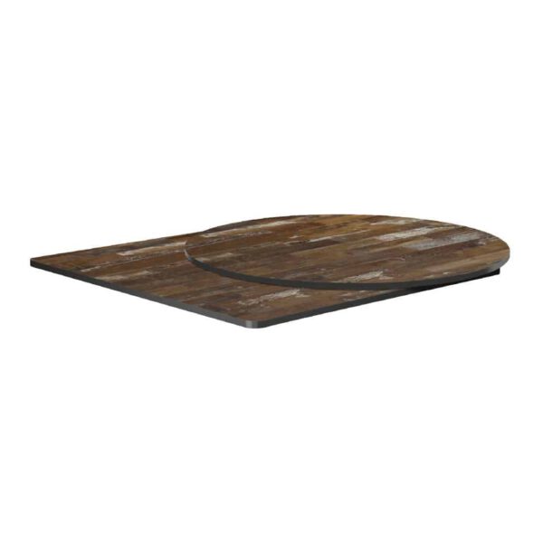 Extrema Round Planked Vintage Wood Table Top 690mm - Image 2
