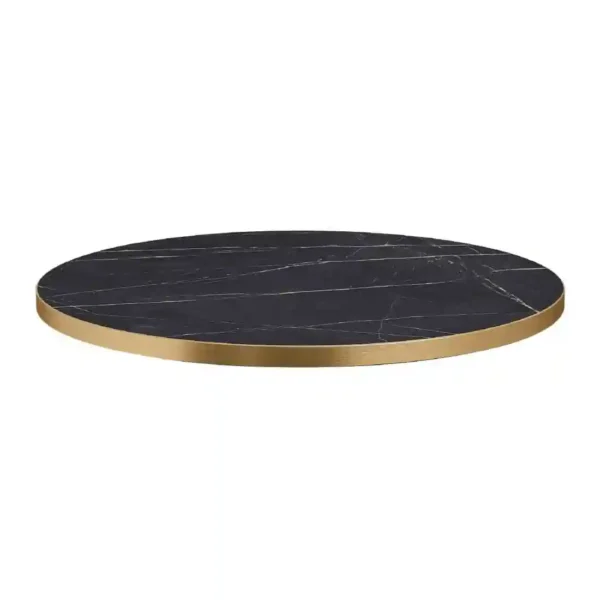 Omega Round Laminate Table Top Black Marble 600mm - Image 1