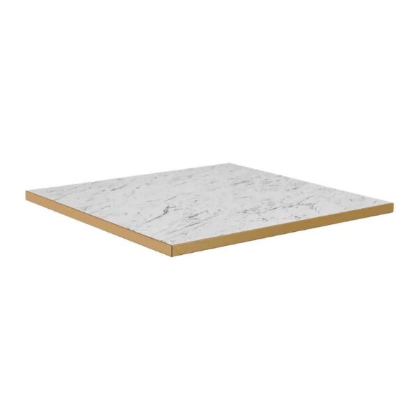 Omega Square Laminate Table Top White Carrara Marble 600x600mm - Image 2