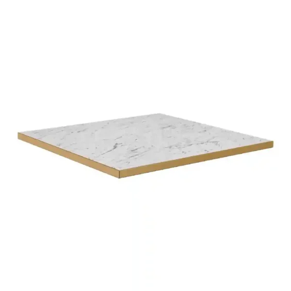 Omega Square Laminate Table Top White Carrara Marble 700x700mm - Image 1