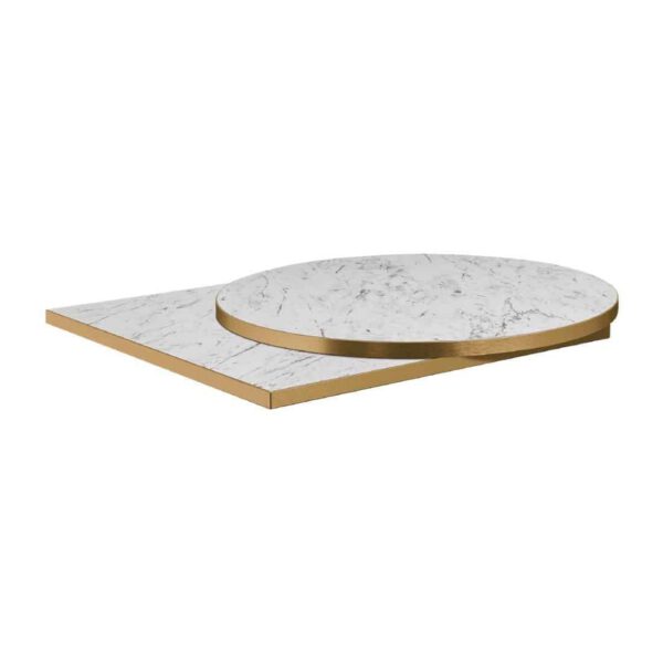Omega Round Laminate Table Top White Carrara Marble 800mm