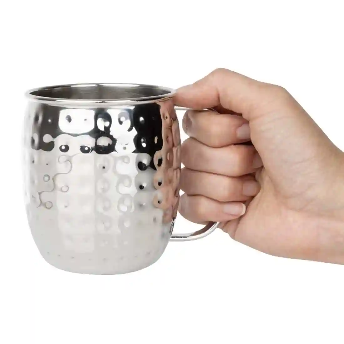 Olympia Barware Hammered Stainless Steel Mugs 440ml - Image 3