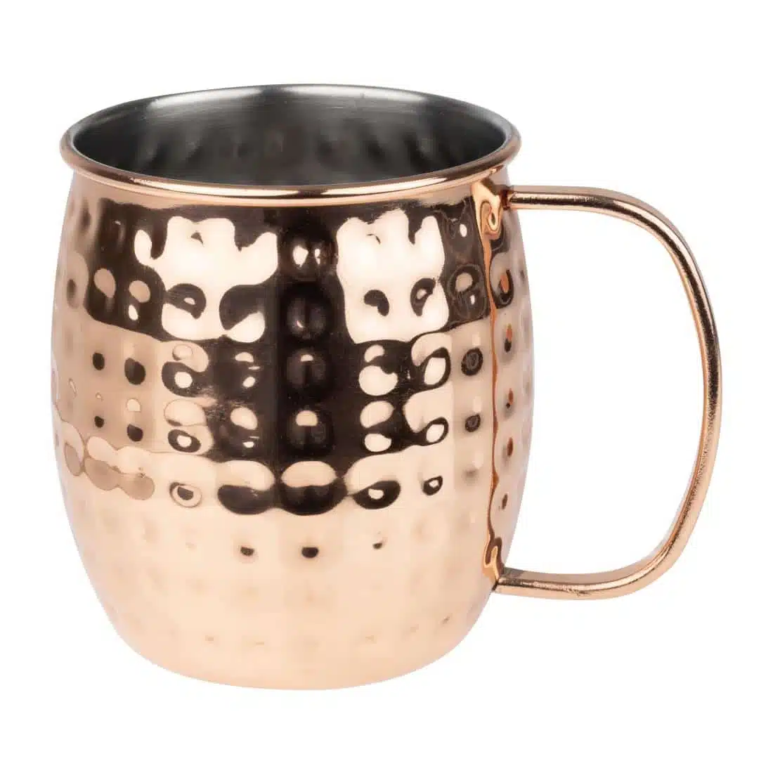 Olympia Barware Hammered Stainless Steel Copper Coated Mugs 440ml - Image 2