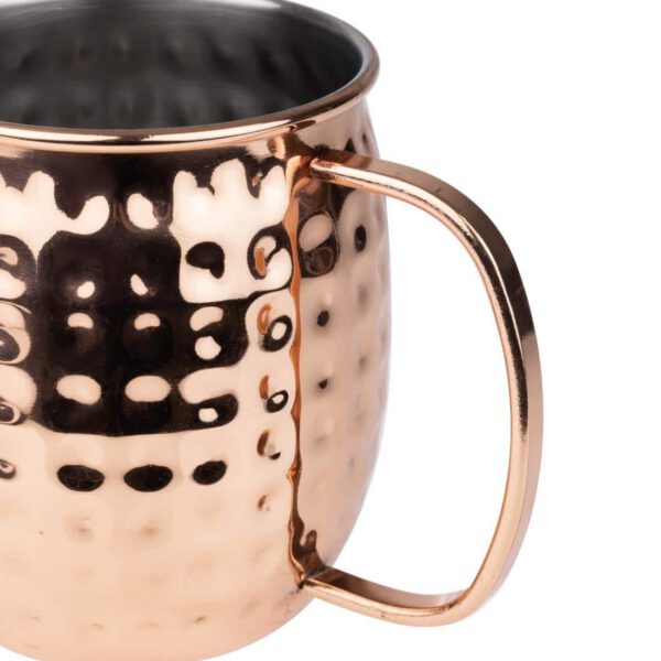 Olympia Barware Hammered Stainless Steel Copper Coated Mugs 440ml - Image 4