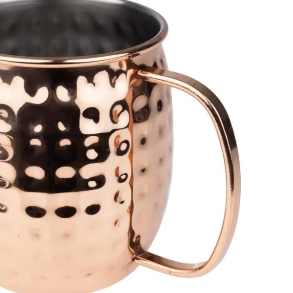 Olympia Barware Hammered Stainless Steel Copper Coated Mugs 440ml - Image 4