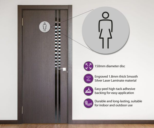 Ladies Toilet Door Symbol. 150mm