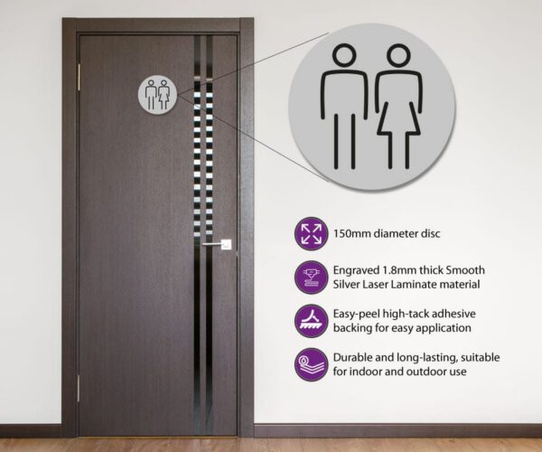 Ladies & Gents Toilet Door Symbol 150mm