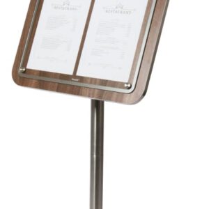Large Industrial Walnut Menu Stand