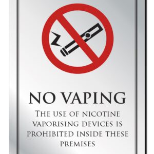 No Vaping Allowed in These Premises Bar Sign - Silver