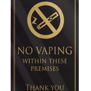 No Vaping Within These Premises Bar Sign - Black