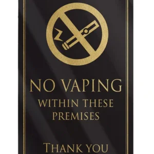 No Vaping Within These Premises Bar Sign - Black