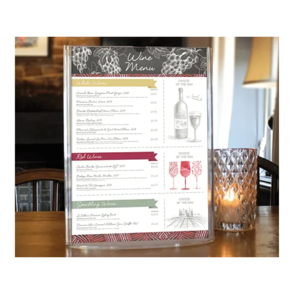 Oval Base Clear Acrylic Menu Holders - Smart Hospitality Supplies