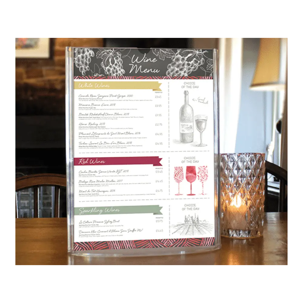 Oval Base Clear Acrylic Menu Holders - Smart Hospitality Supplies