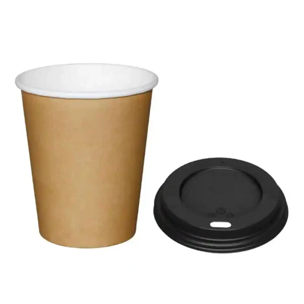 Special Offer Fiesta Recyclable Brown 225ml Hot Cups and Black Lids (Pack of 1000) - Image 1