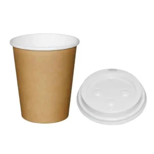 Special Offer Fiesta Recyclable Brown 225ml Hot Cups and White Lids (Pack of 1000)