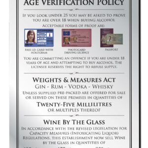 3 Part Age Verification Policy 25ml Bar Sign - Silver