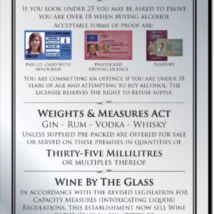 3 Part Age Verification policy 35ml Bar Sign - Silver