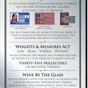 3 Part Age Verification policy 35ml Bar Sign - Silver