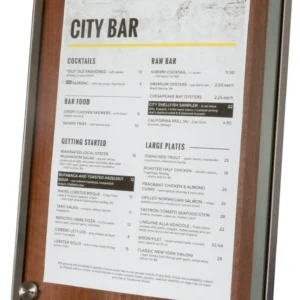 Small Industrial Walnut Menu Stand
