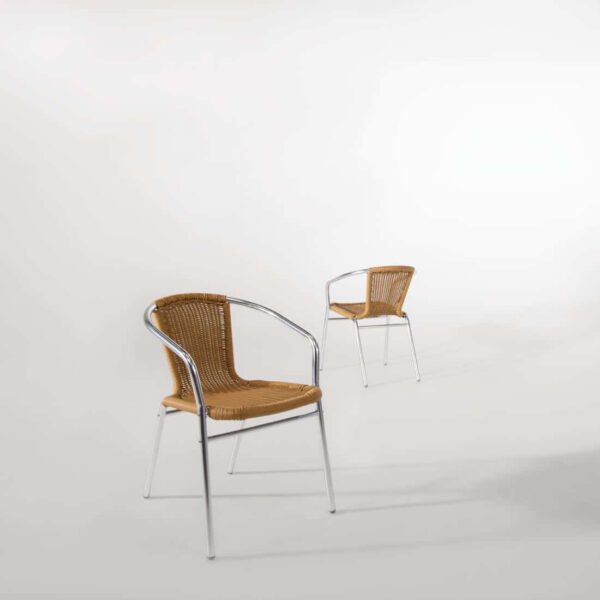 Bolero Aluminium and Natural Wicker Chair (Pack of 4) - Image 5