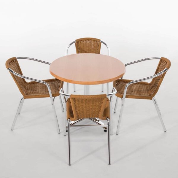 Bolero Aluminium and Natural Wicker Chair (Pack of 4) - Image 7