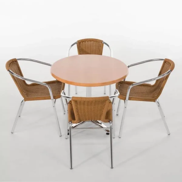 Bolero Aluminium and Natural Wicker Chair (Pack of 4) - Image 7