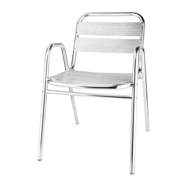 Bolero Aluminium Stacking Chairs Arched Arms (Pack of 4) - Image 1