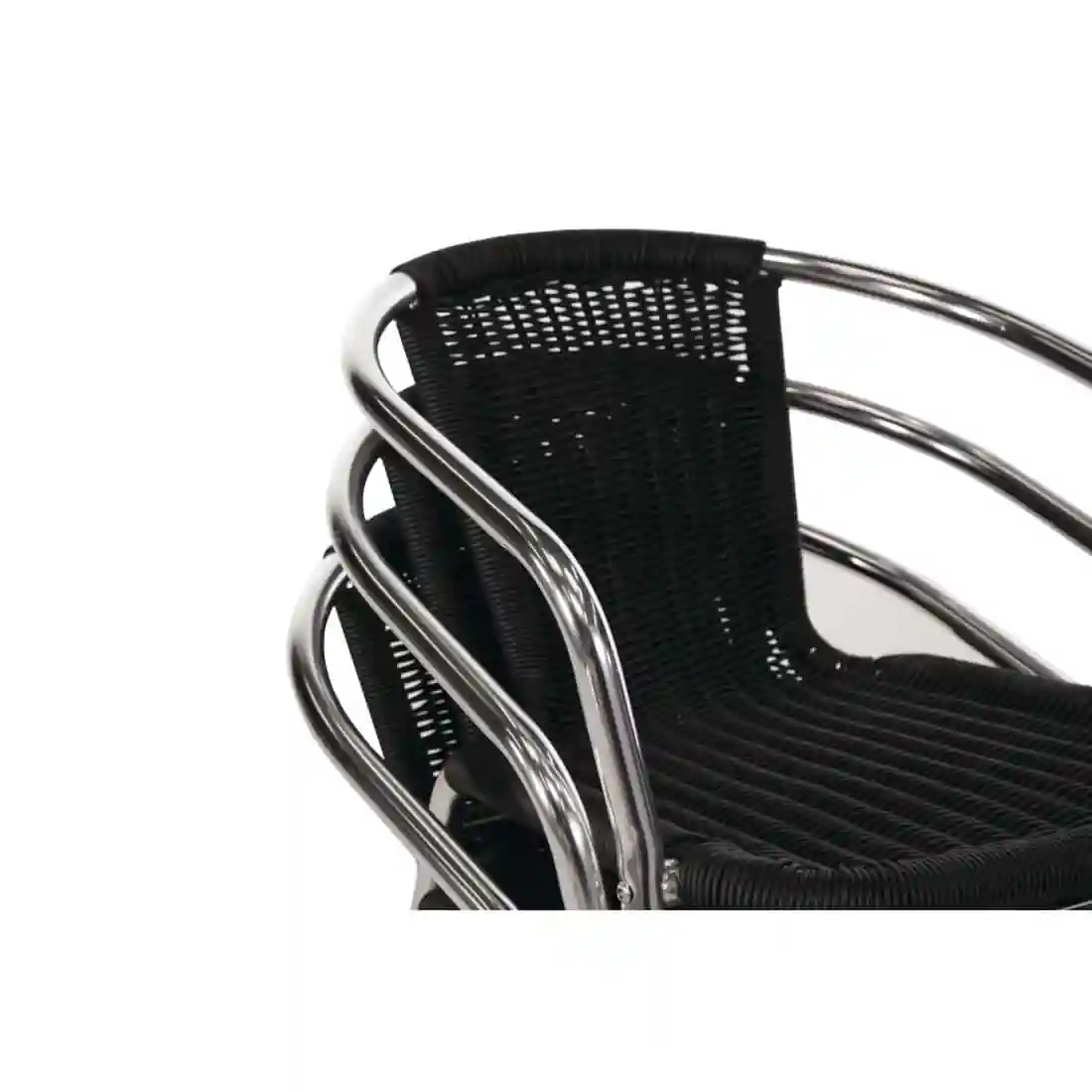 Bolero Aluminium and Black Wicker Chairs Black (Pack of 4) - Image 4