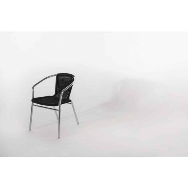 Bolero Aluminium and Black Wicker Chairs Black (Pack of 4) - Image 6