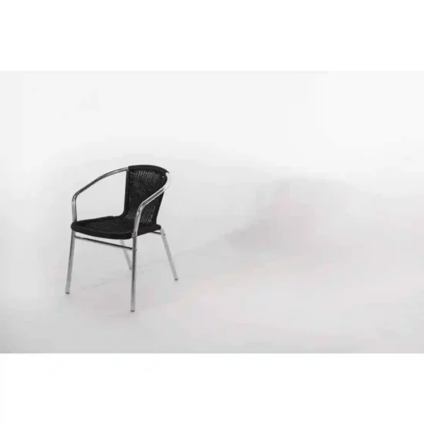 Bolero Aluminium and Black Wicker Chairs Black (Pack of 4) - Image 6