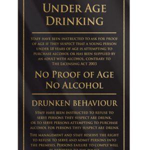 Under Age Drinking Notice - Black
