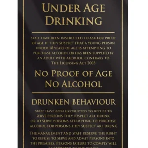 Under Age Drinking Notice - Black
